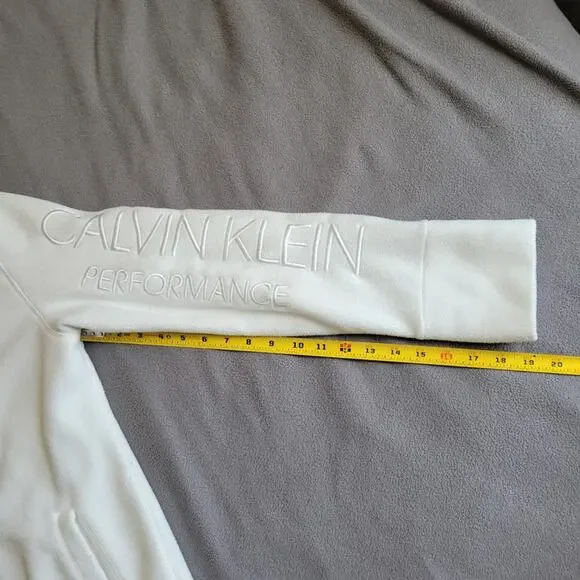 CALVIN KLEIN PERFORMANCE Fleece Jacket Womens Large White Embroidered Zip Hoodie - Picture 10 of 15